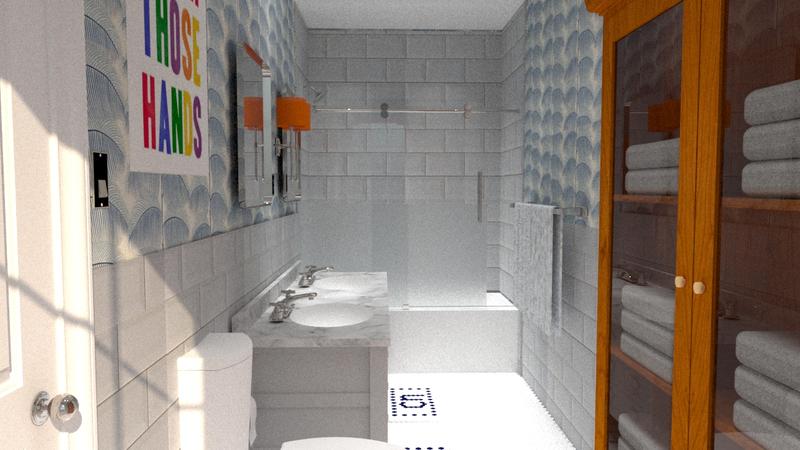 Bathroom rendering; courtesy Designs Rendered, LLC