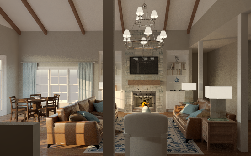Living room rendering; courtesy Designs Rendered, LLC