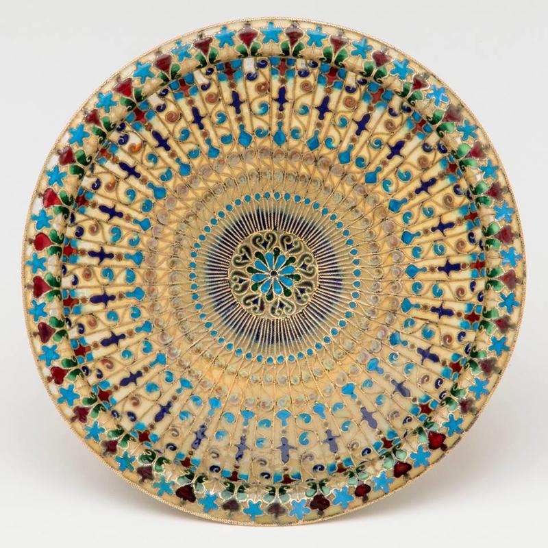 Bonbon Dish, Gorham, Sterling Silver and "Translucent Enamel," New York, 1893, courtesy Spencer Marks, at the Winter Antiques Show