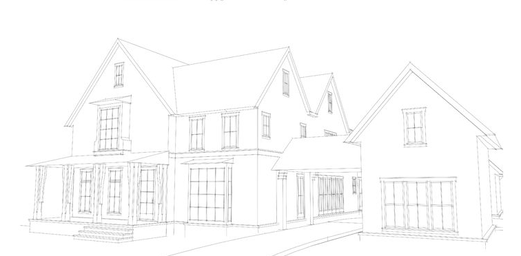 A sketch of the Whole Home showhouse; courtesy House Beautiful