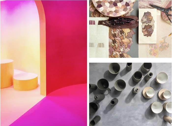 Left to right: Space at Instagram HQ, Menlo Park; @FernandoLaposse design process; Ceramics by @JonoSmart. Courtesy of Instagram. 