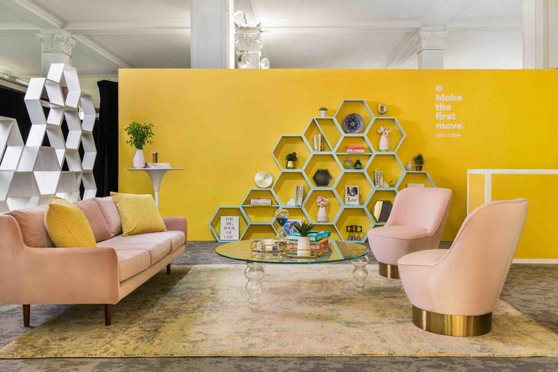 The Homepolish-designed space for the Bumble dating app pop-up, held at Saks Fifth Avenue in New York; courtesy Homepolish