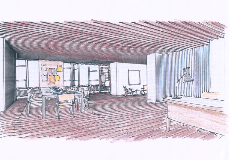 A rendering of designer TK's Dedar showroom design; courtesy Dedar