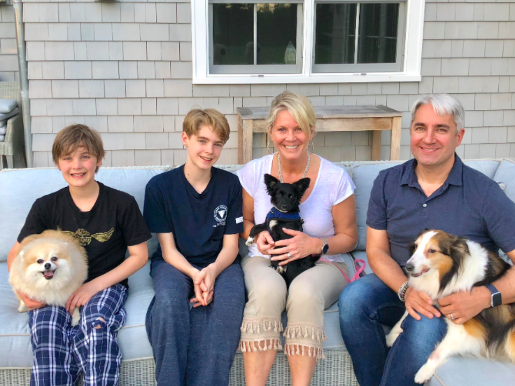 The Mabley Handler family with their dogs, including a recently-adopted rescue dog from Puerto Rico, will be supporting ; courtesy Austin Handler