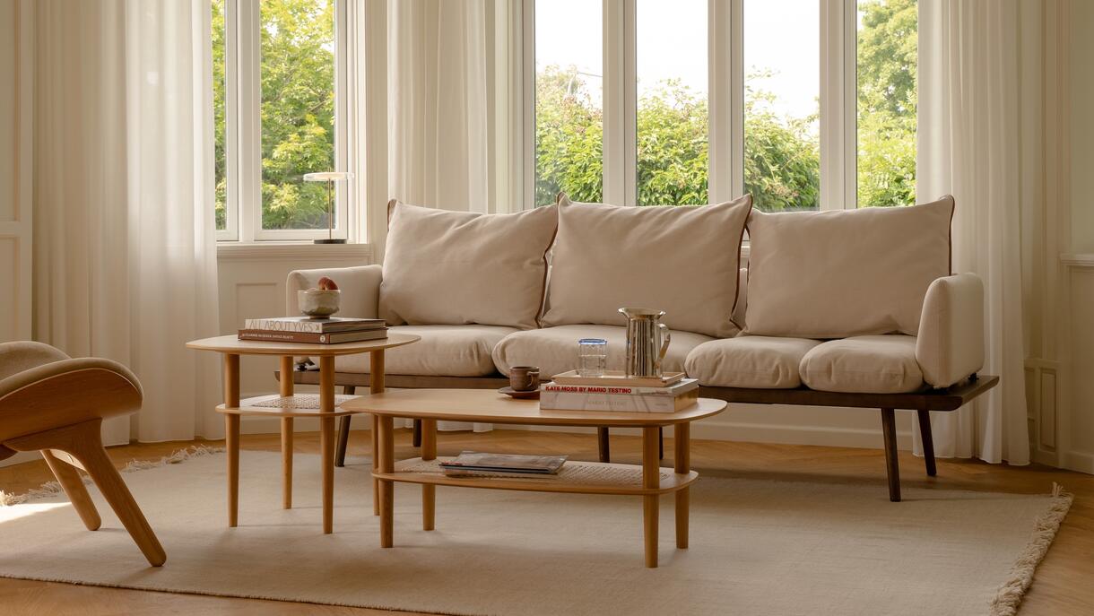 Umage lifestyle together smooth square 60 tall oak together sleek rectangle low oak %282%29