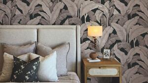 Lp6095 anthracite lanai palm printed grasscloth bedroom cymk