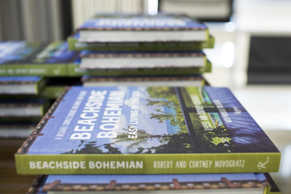 Copies of "Beachside Bohemian" ready to be signed
