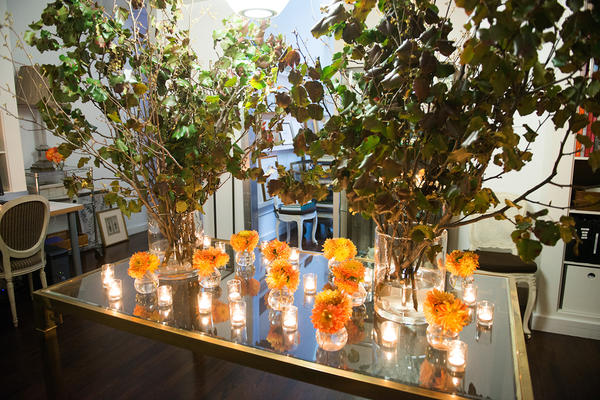 Flower and candle decoration at the party