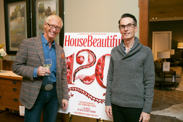 Guests pose with the House Beautiful anniversary cover.