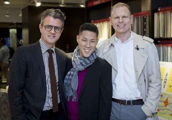 (From left) Judge Drew McGukin, with team mentor Daniel Park and friend