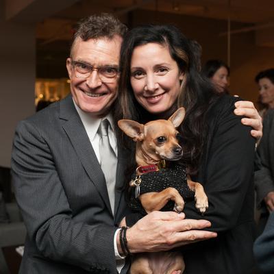 Glenn Gissler with Laura Kirar and the pup Michu
