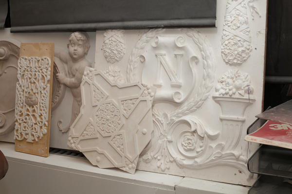 A detail shot of incredible plasterwork in the EverGreene studio 

