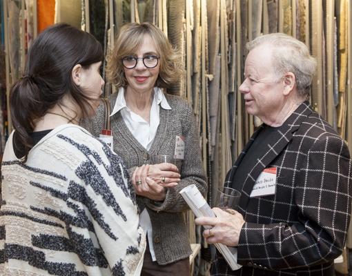 Danielle McWilliams, communications director of ASID NY Metro, chats with Bonnie Steves, BJS Assoc Interior Design, and Ronald Bricke, Ronald Bricke and Associates.