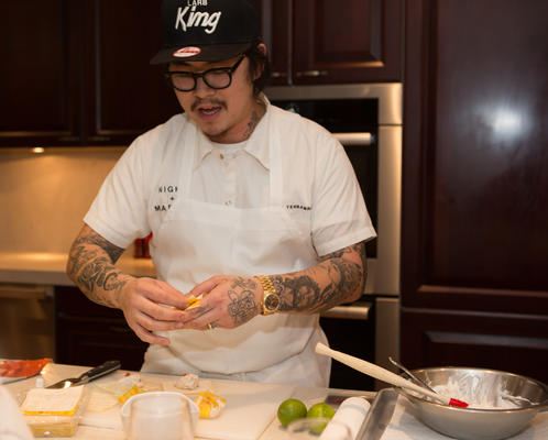 Chef Kris Yenbamroong demonstrates how to make his Crab Mentaiko Wontons