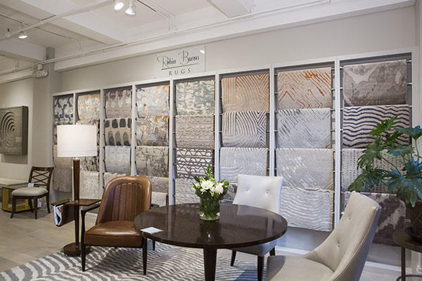 Robin Baron Rug Collection shown in Theodore Alexander showroom