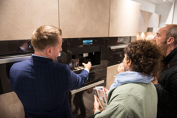 Attendees explore the Miele Manhattan Experience Center. 