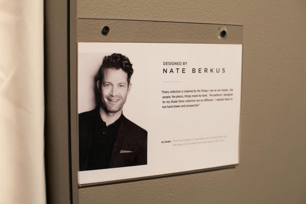 The Shade Store Dwell on Design booth,  Nate Berkus Collection plaque