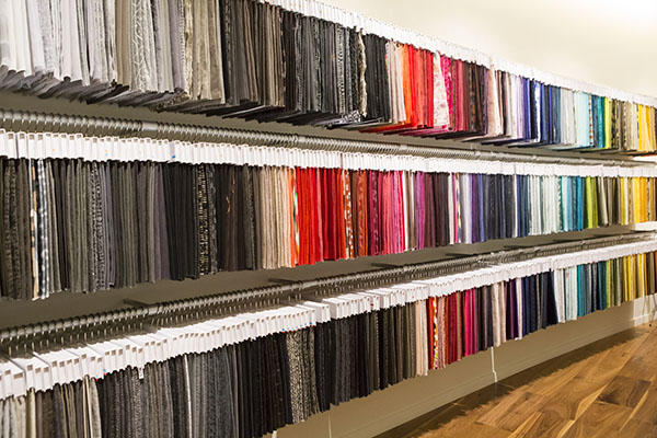 Fabric on display in the showroom