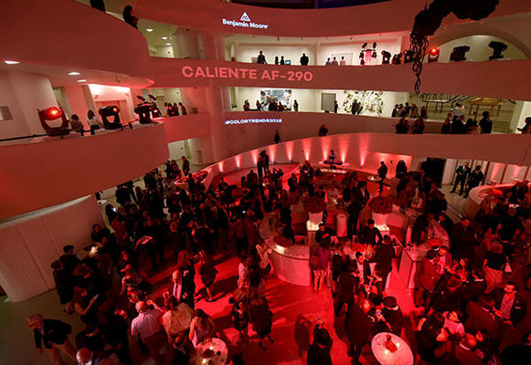 Guests mingle throughout the Guggenheim Museum. 