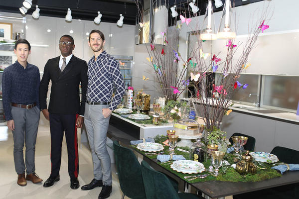 Designer Rayman Boozer (center) with design assistants Jacky Chen and Kevan Miller