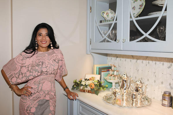 Designer Rajni Alex in the kitchen she styled