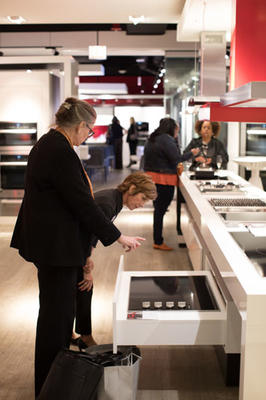 Guests explore the Miele Experience Center. 