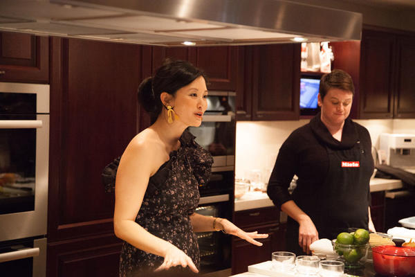 Catherine Kwong and Stephanie Bone prepare two dishes in the Miele kitchen.