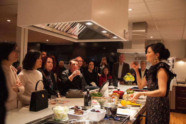Catherine Kwong demonstrates a dish.