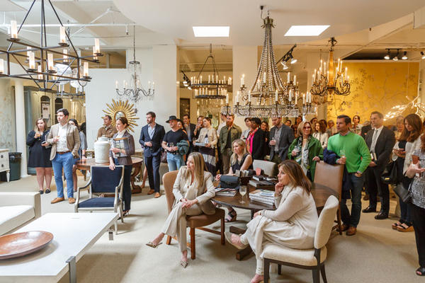 Design ADAC guests gather in the Ainsworth-Noah showroom for Ray Booth’s inspiring talk and book signing of ‘Evocative Interiors.’