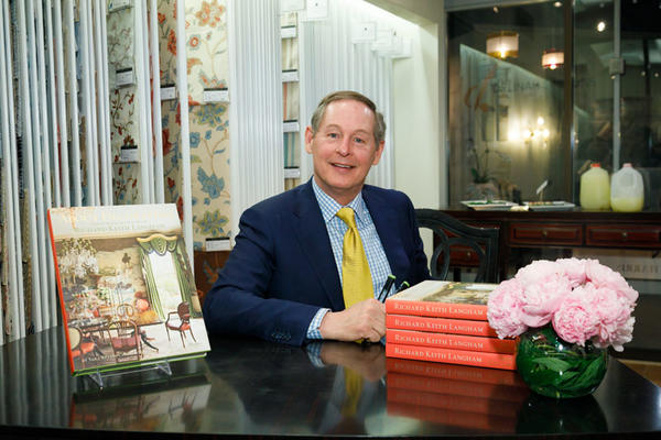 The always-cheerful designer Richard Keith Langham charms the crowd at his book signing for ‘About Decorating,’ hosted in the Fabricut showroom.