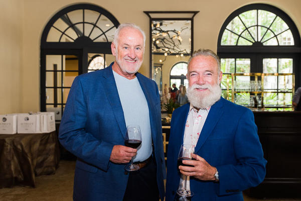 Ed Sheahan and Mark Jaeger at the Palm Beach Auth Lux Summit wine reception.