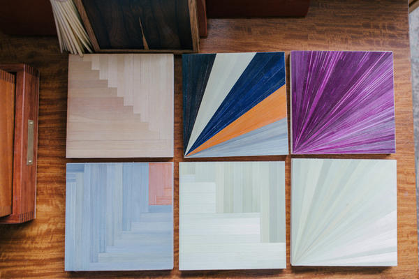Samples of Anthony Morris’s marquetry were on view.