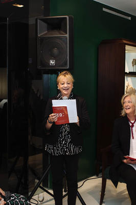 Carolyn Sollis and Charlotte Barnes of The Decorators Club, during the group’s panel at Christopher Guy