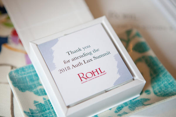 Attendees received gift bags with artisan truffles and custom jewelry trays made from Mally Skok Design fabric.