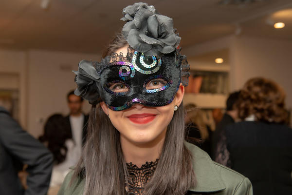 Revelers dressed up for the masquerade.