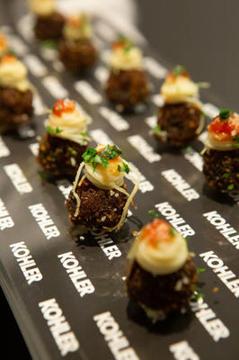 Guests snacked on Kohler-branded hors d'oeuvres.