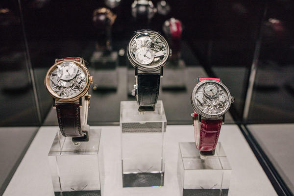 Breguet timepieces on display.