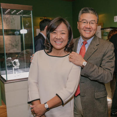 Kim and Peter Guo model Breguet timepieces.