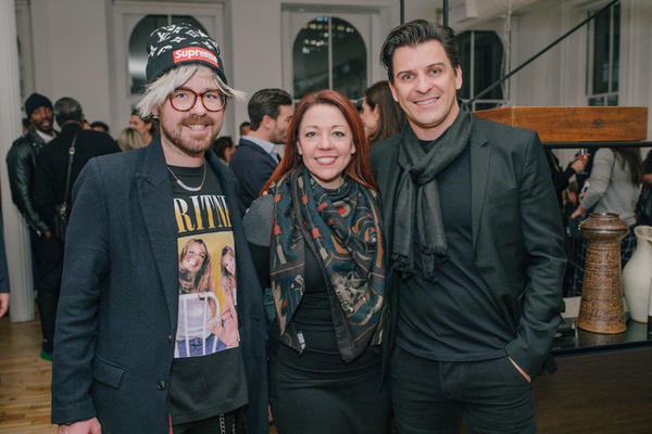 Dylan Kruse from Rockwell Group with Dawn Roberson of DIFFA and Davide Cremese of Boffi
