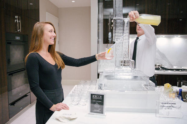 Custom Central Park Tower ice luge by Okamoto Studio, serving the “A-List on the Rocks” signature drink 