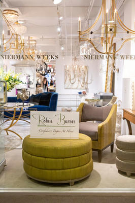 The showroom entrance with Robin Baron Collections highlighted on display.
