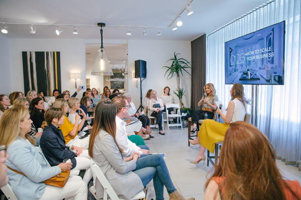 Over 100 designers packed the Holly Hunt showroom during the discussion.