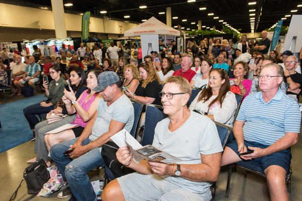 Guests await a presentation at the Home Improvement stage.