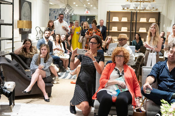 More than 75 designers and industry insiders attended the live podcast recording int he EJ Victor showroom.
