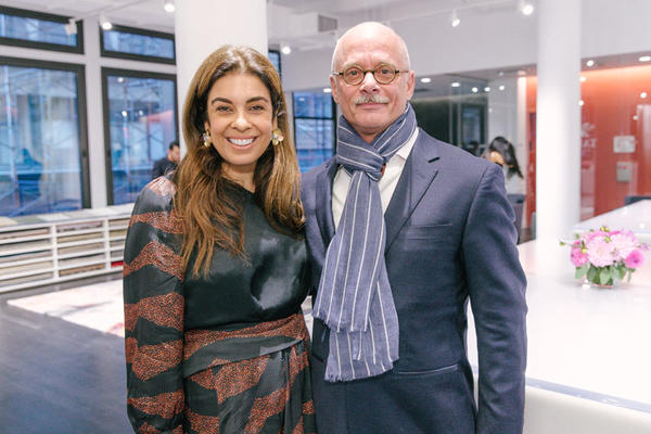 Carl Dellatore with Los Angeles–based Natasha Baradaran, who was featured in ‘On Style’ and flew in from California to attend the party celebrating the book.