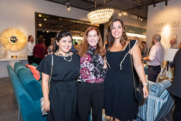 Joan Cauce, sales representative, Kravet Inc. (center), with Vanessa Guerrero and Sarah Zohar of Sarah Z Design