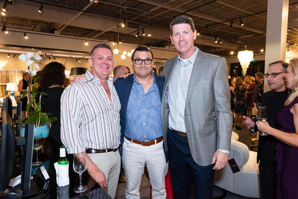 Mark Tremblay, president of Marc-Michaels Interior Design, with Kravet regional VP Frank Cauce and sales representative Michael Starr