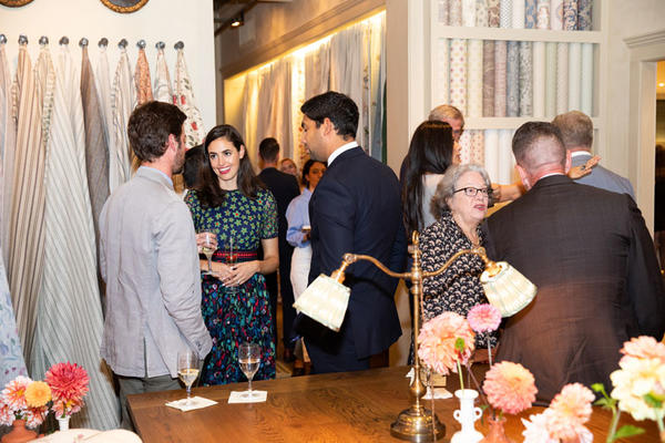 Over 140 guests gathered to welcome Robert Kime to the Chelsea Textiles showroom.