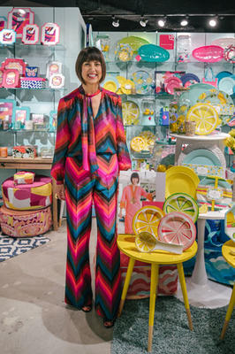 Designer Trina Turk poses with her new collection for The Jay Companies.