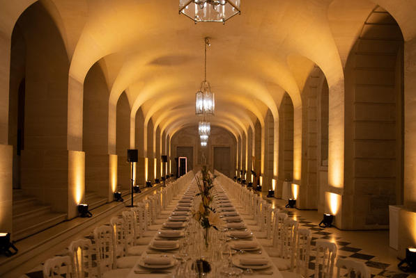 The dining table in the Palace’s Lower Gallery, located just below the Hall of Mirrors